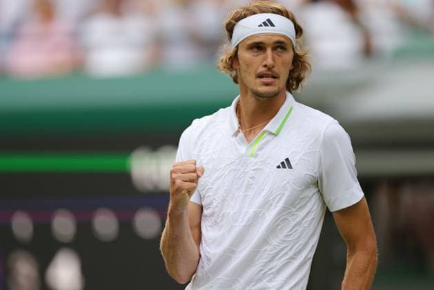 Alexander Zverev, GER, during third round of 2023 All England Lawn Tennis Championships at Wimbledon, gentlemens singles, London, 08 07 2023