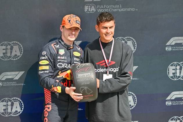 Formula 1 Lenovo British Grand Prix Max Verstappen, Red Bull Racing, is awared the Pole Position Trophy as he secures pole position for the main race by coming first in the Qualification round with Lando Norris, McLaren, second and Oscar Piastri, McLaren, third during the qualification sessions during the Formula 1 Aramco British Grand Prix at Silverstone, Towcester, Northamptonshire, UK on July 08 2023. Lee Floyd, Credit:Lee Floyd Avalon UK, Northamptonshire, Towcester, Silverstone Copyright: xLeexFloydx xAvalonx 0787934411