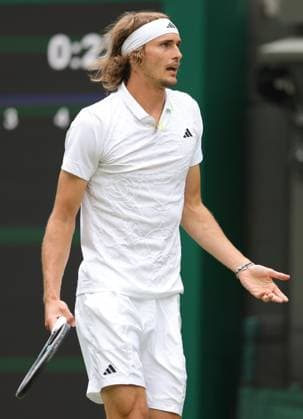 Alexander Zverev, GER, during third round of 2023 All England Lawn Tennis Championships at Wimbledon, gentlemens singles, London, 08 07 2023