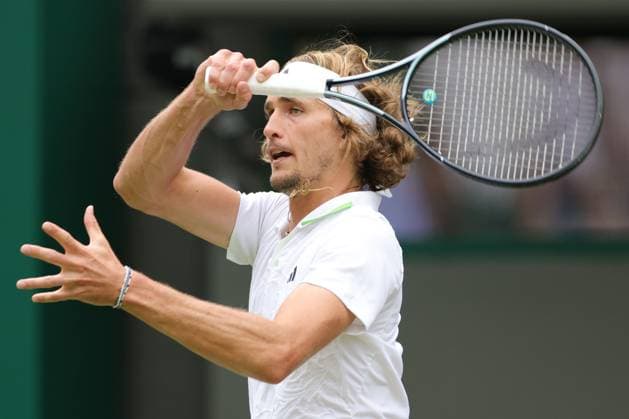 Alexander Zverev, GER, during third round of 2023 All England Lawn Tennis Championships at Wimbledon, gentlemens singles, London, 08 07 2023