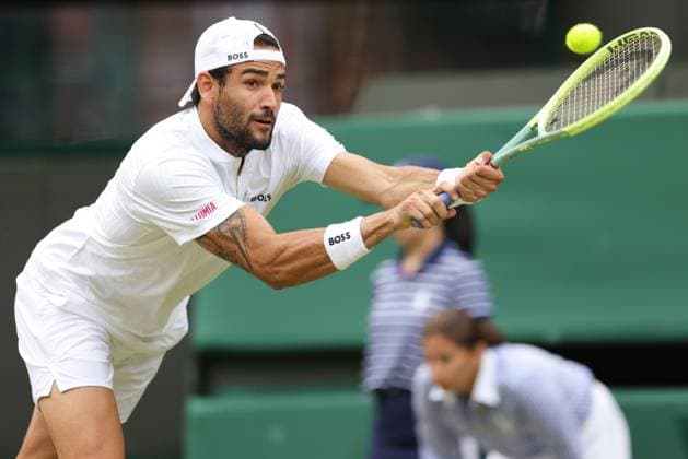 Matteo Berrettini, ITA, during third round of 2023 All England Lawn Tennis Championships at Wimbledon, gentlemens singles, London, 08 07 2023