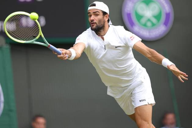 Matteo Berrettini, ITA, during third round of 2023 All England Lawn Tennis Championships at Wimbledon, gentlemens singles, London, 08 07 2023