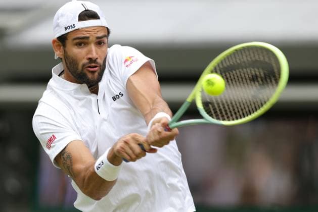 Matteo Berrettini, ITA, during third round of 2023 All England Lawn Tennis Championships at Wimbledon, gentlemens singles, London, 08 07 2023