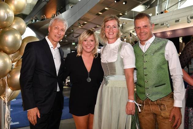 Norbert Schramm, Claudia Koreck and Tobias Angerer with wife Romy Bavarian Sports Award 2023 Prize, Honoring, Presentation BMW World Munich 08 July 2023