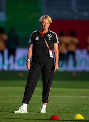 07 07 2023, football women, test international match, Germany Zambia, at Sportpark Ronhof Thomas Sommer in Fürth, coach Martina Voss Tecklenburg Germany DFL and DFB regulations prohibit any use of photographs as image sequences and or quasi video
