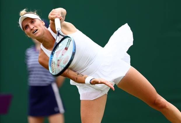 Mandatory Credit: Photo by Simon Dael Shutterstock (14003009c) Marketa Vondrousova during her fourth round match Wimbledon Tennis Championships, Day 7, The All England Lawn Tennis and Croquet Club, London, UK - 09 Jul 2023 Wimbledon Tennis Championships, Day 7, The All England Lawn Tennis and Croquet Club, London, UK - 09 Jul 2023  Copyright: xSimonxDael Shutterstockx 14003009c