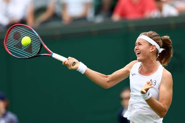 Mandatory Credit: Photo by Simon Dael Shutterstock (14003009k) Marie Bouzkova during her fourth round match Wimbledon Tennis Championships, Day 7, The All England Lawn Tennis and Croquet Club, London, UK - 09 Jul 2023 Wimbledon Tennis Championships, Day 7, The All England Lawn Tennis and Croquet Club, London, UK - 09 Jul 2023  Copyright: xSimonxDael Shutterstockx 14003009k