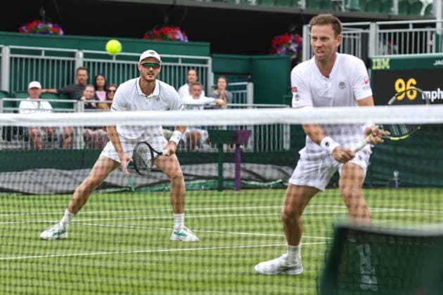 Wimbledon Tag Sieben 9. Juli 2023, Wimbledon Wimbledon Tennis Championships Tag Sieben Jamie Murray GBR und Doppelpartner Michael Venus NZL Foto Charlotte Wilson Abseits Wimbledon UK  Copyright: xCharlottexWilsonx xOffsidexOffside
