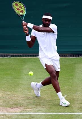 Mandatory Credit: Photo by Simon Dael Shutterstock (14003009ac) Frances Tiafoe during his third round match Wimbledon Tennis Championships, Day 7, The All England Lawn Tennis and Croquet Club, London, UK - 09 Jul 2023 Wimbledon Tennis Championships, Day 7, The All England Lawn Tennis and Croquet Club, London, UK - 09 Jul 2023  Copyright: xSimonxDael Shutterstockx 14003009ac