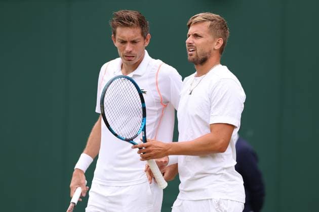 9th July 2023; All England Lawn Tennis and Croquet Club, London, England: Wimbledon Tennis Tournament; Lloyd Glasspool and Nicolas Mahut during their match with David Pel and Reese Stalder  ActionPlus12529062 ShaunxBrooks