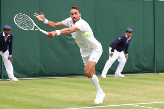 9th July 2023; All England Lawn Tennis and Croquet Club, London, England: Wimbledon Tennis Tournament; David Pel and Reese Stalder during their match with Lloyd Glasspool and Nicolas Mahut  ActionPlus12529065 ShaunxBrooks