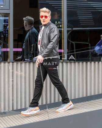 9th July 2023: Silverstone Circuit, Northamptonshire, England: Formula 1 2023 Aramco British F1 Grand Prix: Race Day; Celebrity chef and F1 fan Gordon Ramsey leaves the Red Bull motorhome  ActionPlus12529107 TimxWilliams