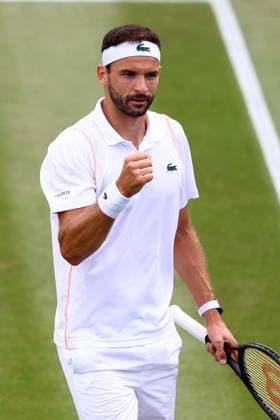 Mandatory Credit: Photo by Simon Dael Shutterstock (14003009ak) Grigor Dimitrov celebrates victory in his third round match Wimbledon Tennis Championships, Day 7, The All England Lawn Tennis and Croquet Club, London, UK - 09 Jul 2023 Wimbledon Tennis Championships, Day 7, The All England Lawn Tennis and Croquet Club, London, UK - 09 Jul 2023  Copyright: xSimonxDael Shutterstockx 14003009ak