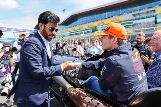 VERSTAPPEN Max (ned), Red Bull Racing RB19, BEN SULAYEM Mohammed (uae), President of the FIA, portrait during the 2023 Formula 1 Aramco British Grand Prix, 10th round of the 2023 Formula One World Championship, WM, Weltmeisterschaft from July 7 to 9, 2023 on the Silverstone Circuit, in Silverstone, United Kingdom Copyright: xAntoninxVincent DPPI IPAxSportx x xIPAxSportx 0 IPA_IPA39134113