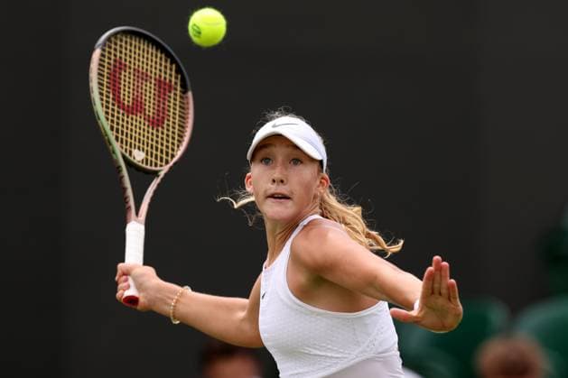 9th July 2023; All England Lawn Tennis and Croquet Club, London, England: Wimbledon Tennis Tournament; Mirra Andreeva plays a forehand shot to Anastasia Potapova  ActionPlus12529252 ShaunxBrooks
