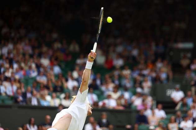 Mandatory Credit: Photo by Simon Dael Shutterstock (14003009cl) Andrey Rublev during his fourth round match Wimbledon Tennis Championships, Day 7, The All England Lawn Tennis and Croquet Club, London, UK - 09 Jul 2023 Wimbledon Tennis Championships, Day 7, The All England Lawn Tennis and Croquet Club, London, UK - 09 Jul 2023  Copyright: xSimonxDael Shutterstockx 14003009cl