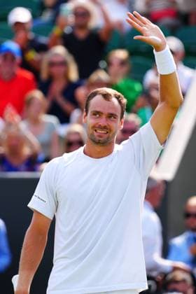 Mandatory Credit: Photo by Javier Garcia Shutterstock (14003010dv) Roman Safiullin celebrates victory in his fourth round match Wimbledon Tennis Championships, Day 7, The All England Lawn Tennis and Croquet Club, London, UK - 09 Jul 2023 Wimbledon Tennis Championships, Day 7, The All England Lawn Tennis and Croquet Club, London, UK - 09 Jul 2023  Copyright: xJavierxGarcia Shutterstockx 14003010dv