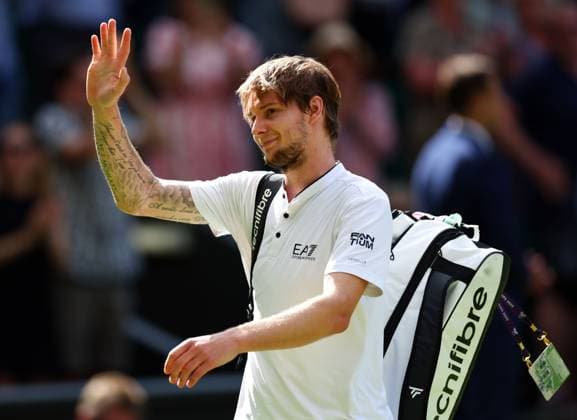 Mandatory Credit: Photo by Simon Dael Shutterstock (14003009dx) Alexander Bublik waves to the crowd after defeat in his fourth round match Wimbledon Tennis Championships, Day 7, The All England Lawn Tennis and Croquet Club, London, UK - 09 Jul 2023 Wimbledon Tennis Championships, Day 7, The All England Lawn Tennis and Croquet Club, London, UK - 09 Jul 2023  Copyright: xSimonxDael Shutterstockx 14003009dx