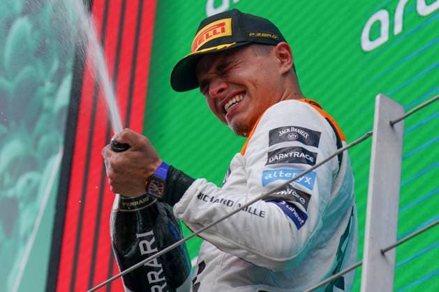 FORMULA 1 ARAMCO BRITISH GRAND PRIX 2023, 09 07 2023 Lando Norris second place podium during the FORMULA 1 ARAMCO BRITISH GRAND PRIX 2023 at Silverstone Circuit, Silverstone, United Kingdom on 9 July 2023 Editorial Use Only Copyright: xEleanorxHoadx ESM-0747-0020