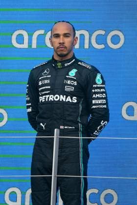 F1 Grand Prix of Great Britain Lewis Hamilton of Great Britain and Mercedes on the podium during the Formula 1 Aramco British Grand Prix at Silverstone Circuit, Towcester, UK on Sunday 9th July 2023. United Kingdom  Copyright: xMIxNewsx originalFilename:fletcher-formula1230709_npCV4.jpg