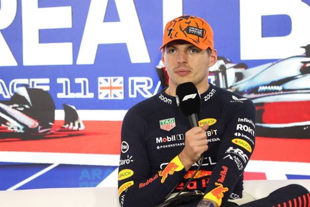VERSTAPPEN Max (ned), Red Bull Racing RB19, portrait press conference, PK, Pressekonferenz during the 2023 Formula 1 Aramco British Grand Prix, 10th round of the 2023 Formula One World Championship, WM, Weltmeisterschaft from July 7 to 9, 2023 on the Silverstone Circuit, in Silverstone, United Kingdom - F1 - BRITISH GRAND PRIX 2023 - RACE DPPI Panoramic 00123025_AV6_0013