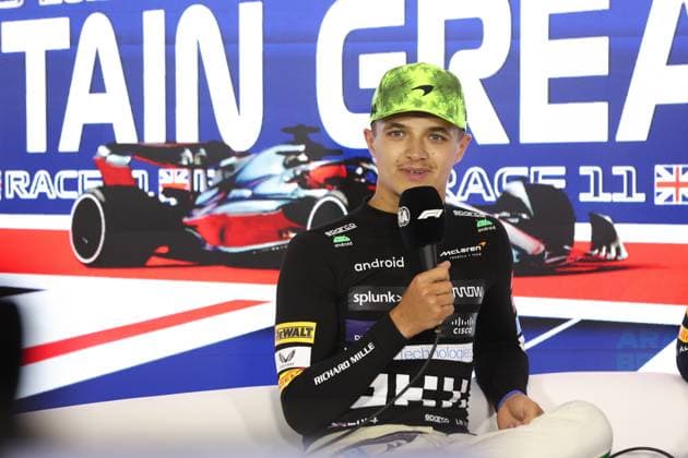 NORRIS Lando (gbr), McLaren F1 Team MCL60, portrait press conference, PK, Pressekonferenz during the 2023 Formula 1 Aramco British Grand Prix, 10th round of the 2023 Formula One World Championship, WM, Weltmeisterschaft from July 7 to 9, 2023 on the Silverstone Circuit, in Silverstone, United Kingdom - F1 - BRITISH GRAND PRIX 2023 - RACE DPPI Panoramic 00123025_AV6_0141