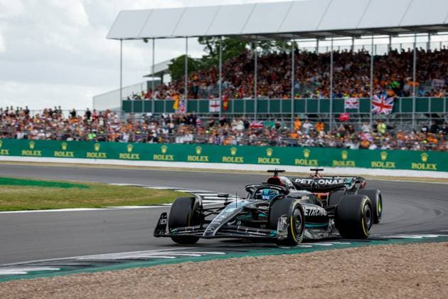 63 George Russell GBR, Mercedes AMG Petronas F1 Team , F1 Grand Prix of Great Britain at Silverstone Circuit on July 9, 2023 in Silverstone, Great Britain Photo by HOCH ZWEI Silverstone Great Britain