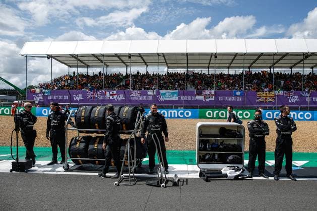 Fictional Apex APXGP Team, for the upcoming Formula One based movie Apex by Apple Studios and Bruckheimer Films, F1 Grand Prix of Great Britain at Silverstone Circuit on July 9, 2023 in Silverstone, Great Britain Photo by HOCH ZWEI Silverstone Great Britain