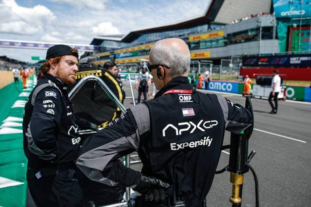 Fictional Apex APXGP Team, for the upcoming Formula One based movie Apex by Apple Studios and Bruckheimer Films, F1 Grand Prix of Great Britain at Silverstone Circuit on July 9, 2023 in Silverstone, Great Britain Photo by HOCH ZWEI Silverstone Great Britain