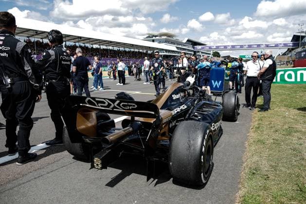 Car of the fictional Apex APXGP Team, for the upcoming Formula One based movie Apex by Apple Studios and Bruckheimer Films, F1 Grand Prix of Great Britain at Silverstone Circuit on July 9, 2023 in Silverstone, Great Britain Photo by HOCH ZWEI Silverstone Great Britain