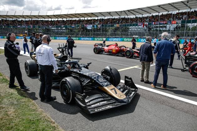 Car of the fictional Apex APXGP Team, for the upcoming Formula One based movie Apex by Apple Studios and Bruckheimer Films, F1 Grand Prix of Great Britain at Silverstone Circuit on July 9, 2023 in Silverstone, Great Britain Photo by HOCH ZWEI Silverstone Great Britain