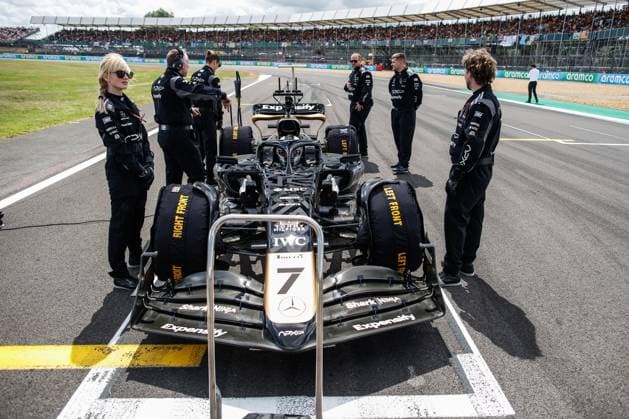 Car of the fictional Apex APXGP Team, for the upcoming Formula One based movie Apex by Apple Studios and Bruckheimer Films, F1 Grand Prix of Great Britain at Silverstone Circuit on July 9, 2023 in Silverstone, Great Britain Photo by HOCH ZWEI Silverstone Great Britain