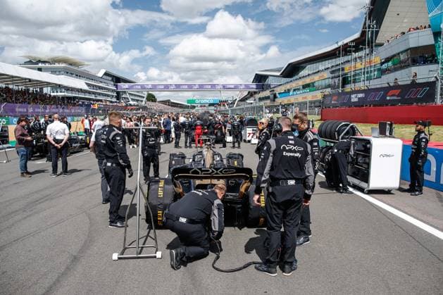 Car of the fictional Apex APXGP Team, for the upcoming Formula One based movie Apex by Apple Studios and Bruckheimer Films, F1 Grand Prix of Great Britain at Silverstone Circuit on July 9, 2023 in Silverstone, Great Britain Photo by HOCH ZWEI Silverstone Great Britain