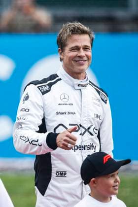 PITT Brad (USA), actor playing Sonny Hayes, driver of the fictional Apex APXGP team in the F1 movie by Apple Studios Bruckheimer Films, portrait during the 2023 Formula 1 Aramco British Grand Prix, 10th round of the 2023 Formula One World Championship, WM, Weltmeisterschaft from July 7 to 9, 2023 on the Silverstone Circuit, in Silverstone, United Kingdom - F1 - BRITISH GRAND PRIX 2023 - RACE DPPI Panoramic  03323013__R3_1029 