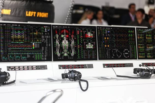 screens of datas in the garage of APEX APXGP fictional team for the F1 movie by Apple Studios Bruckheimer Films, during the 2023 Formula 1 Aramco British Grand Prix, 10th round of the 2023 Formula One World Championship, WM, Weltmeisterschaft from July 7 to 9, 2023 on the Silverstone Circuit, in Silverstone, United Kingdom - F1 - BRITISH GRAND PRIX 2023 - RACE DPPI Panoramic  00123025_AV6_7830 