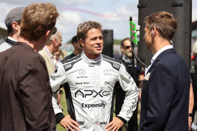 PITT Brad (USA), actor playing Sonny Hayes, driver of the fictional Apex APXGP team in the F1 movie by Apple Studios Bruckheimer Films, portrait during the 2023 Formula 1 Aramco British Grand Prix, 10th round of the 2023 Formula One World Championship, WM, Weltmeisterschaft from July 7 to 9, 2023 on the Silverstone Circuit, in Silverstone, United Kingdom - F1 - BRITISH GRAND PRIX 2023 - RACE DPPI Panoramic  00123025_AV6_8036 