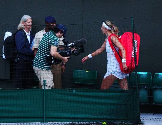 Mandatory Credit: Photo by Javier Garcia Shutterstock (14003010hz) Victoria Azarenka after her defeat to Elina Svitolina in their fourth round match Wimbledon Tennis Championships, Day 7, The All England Lawn Tennis and Croquet Club, London, UK - 09 Jul 2023 Wimbledon Tennis Championships, Day 7, The All England Lawn Tennis and Croquet Club, London, UK - 09 Jul 2023  Copyright: xJavierxGarcia Shutterstockx 14003010hz