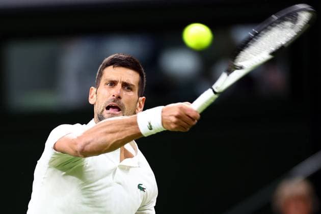 Mandatory Credit: Photo by Simon Dael Shutterstock (14003009gd) Novak Djokovic during his fourth round match Wimbledon Tennis Championships, Day 7, The All England Lawn Tennis and Croquet Club, London, UK - 09 Jul 2023 Wimbledon Tennis Championships, Day 7, The All England Lawn Tennis and Croquet Club, London, UK - 09 Jul 2023  Copyright: xSimonxDael Shutterstockx 14003009gd