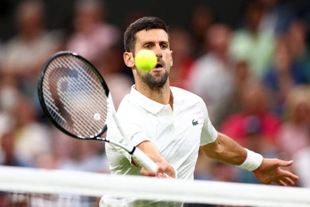 Mandatory Credit: Photo by Simon Dael Shutterstock (14003009gf) Novak Djokovic during his fourth round match Wimbledon Tennis Championships, Day 7, The All England Lawn Tennis and Croquet Club, London, UK - 09 Jul 2023 Wimbledon Tennis Championships, Day 7, The All England Lawn Tennis and Croquet Club, London, UK - 09 Jul 2023  Copyright: xSimonxDael Shutterstockx 14003009gf