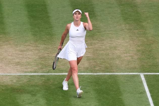 9th July 2023; All England Lawn Tennis and Croquet Club, London, England: Wimbledon Tennis Tournament; Elina Svitolina celebrates a point won against Victoria Azarenka  ActionPlus12529526 ShaunxBrooks