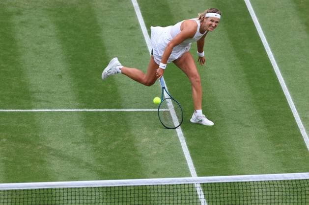 9th July 2023; All England Lawn Tennis and Croquet Club, London, England: Wimbledon Tennis Tournament; Victoria Azarenka plays a drop shot to Elina Svitolina  ActionPlus12529531 ShaunxBrooks