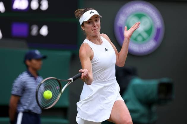 9th July 2023; All England Lawn Tennis and Croquet Club, London, England: Wimbledon Tennis Tournament; Elina Svitolina during her match with Victoria Azarenka  ActionPlus12529535 ShaunxBrooks
