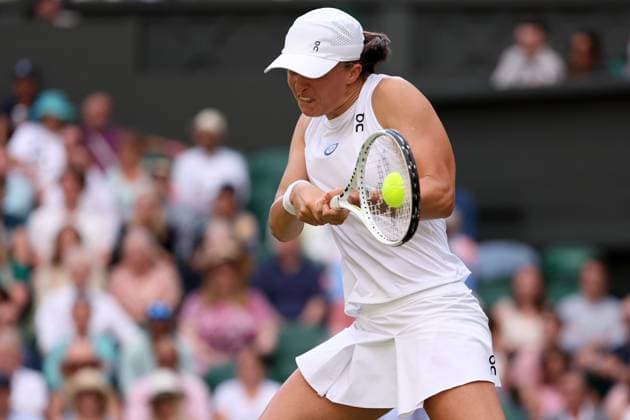 9th July 2023; All England Lawn Tennis and Croquet Club, London, England: Wimbledon Tennis Tournament; Iga Swiatek during her match with Belinda Bencic  ActionPlus12529540 ShaunxBrooks