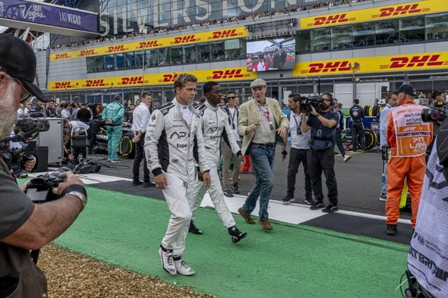 Silverstone - 09-07-2023, Silverstone Circuit, Brad Pitt at the Formula 1 Great Britain Grand Prix 2023 Sunday Formula 1 Great Britain Grand Prix 2023 Sunday  x21596975x Copyright: