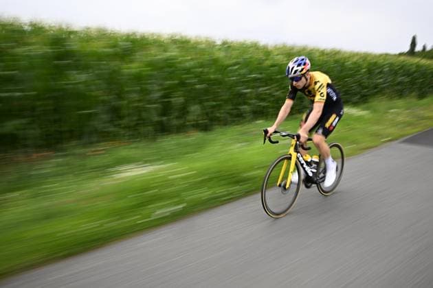 Belgian Wout van Aert of Team Jumbo-Visma pictured during a training ride on the first rest day of the Tour de France cycling race, in Clermont-Ferrand, France, on Monday 10 July 2023. This year s Tour de France takes place from 01 to 23 July 2023. JASPERxJACOBS  x70407527x