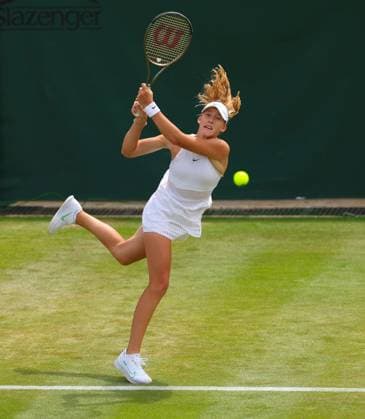 Mandatory Credit: Photo by Ella Ling Shutterstock (14003751k) Mirra Andreeva in action against Madison Keys Wimbledon Tennis Championships, Day 8, The All England Lawn Tennis and Croquet Club, London, UK - 10 Jul 2023 Wimbledon Tennis Championships, Day 8, The All England Lawn Tennis and Croquet Club, London, UK - 10 Jul 2023  Copyright: xEllaxLing Shutterstockx 14003751k