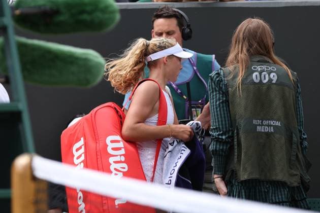 10th July 2023; All England Lawn Tennis and Croquet Club, London, England: Wimbledon Tennis Tournament; Mirra Andreeva walks off court after he loss to Madison Keys in her womens singles match  ActionPlus12529760 ShaunxBrooks