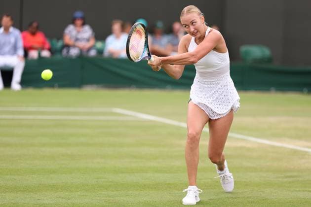 9th July 2023; All England Lawn Tennis and Croquet Club, London, England: Wimbledon Tennis Tournament; Anastasia Potapova during her match against Mirra Andreeva  ActionPlus12529778 ShaunxBrooks