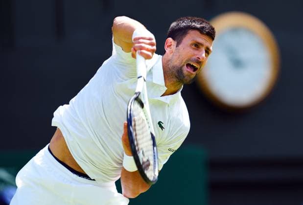 Mandatory Credit: Photo by Javier Garcia Shutterstock (14003748cj) Novak Djokovic during his fourth round match Wimbledon Tennis Championships, Day 8, The All England Lawn Tennis and Croquet Club, London, UK - 10 Jul 2023 Wimbledon Tennis Championships, Day 8, The All England Lawn Tennis and Croquet Club, London, UK - 10 Jul 2023  Copyright: xJavierxGarcia Shutterstockx 14003748cj