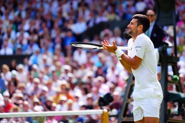 Mandatory Credit: Photo by Javier Garcia Shutterstock (14003748ct) Novak Djokovic frustrated during his fourth round match Wimbledon Tennis Championships, Day 8, The All England Lawn Tennis and Croquet Club, London, UK - 10 Jul 2023 Wimbledon Tennis Championships, Day 8, The All England Lawn Tennis and Croquet Club, London, UK - 10 Jul 2023  Copyright: xJavierxGarcia Shutterstockx 14003748ct
